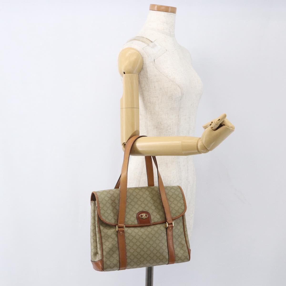 Celine Vintage Macadam Canvas And Leather Beige Canvas Handbag (Pre-Owned)