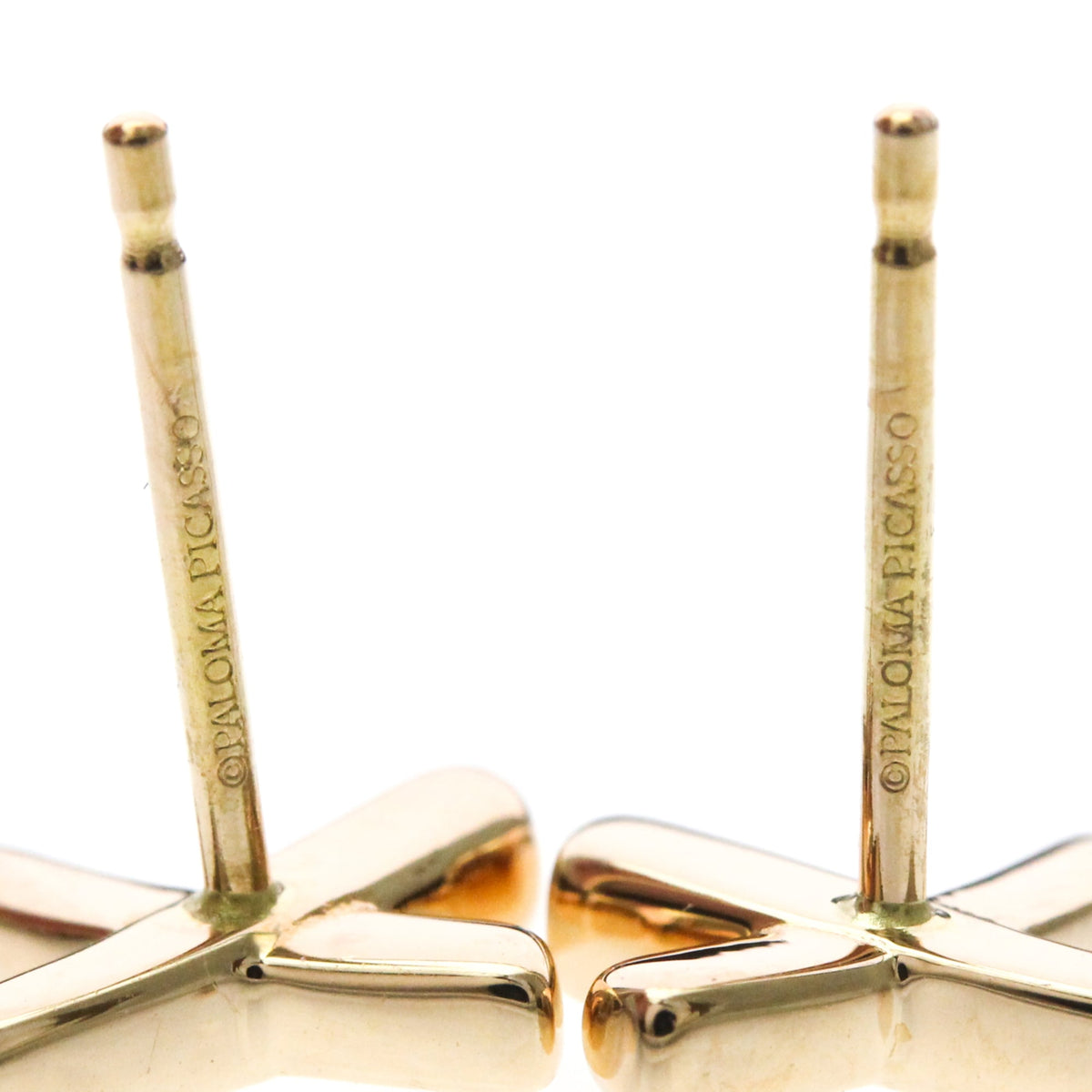 Tiffany & Co. Paloma Picasso Graffiti X Stud 18K Yellow Gold Pink Pink_Gold Earrings Jewelry (Pre-Owned)