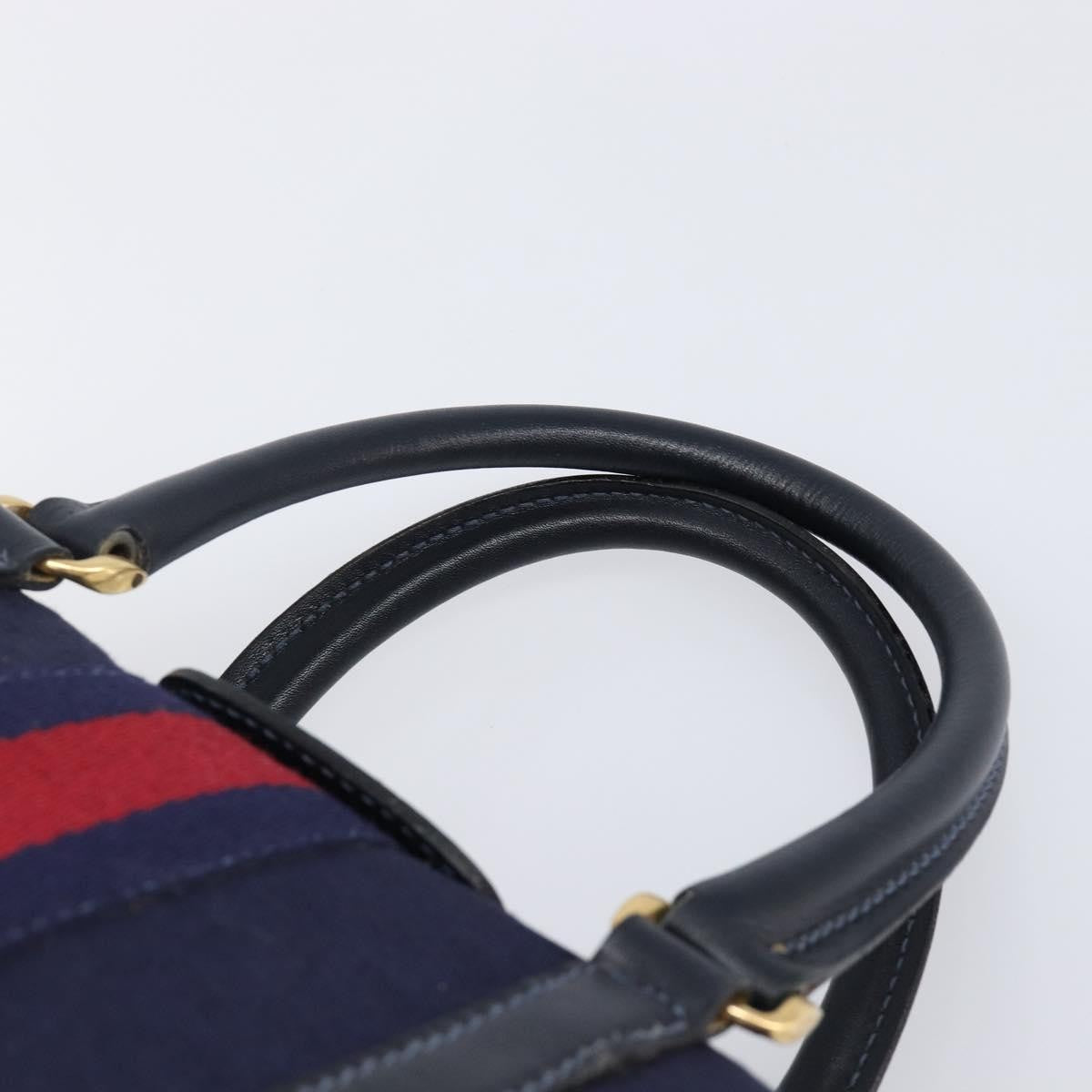 Gucci Vintage Web Boston Gg Canvas Navy Canvas Handbag (Pre-Owned)