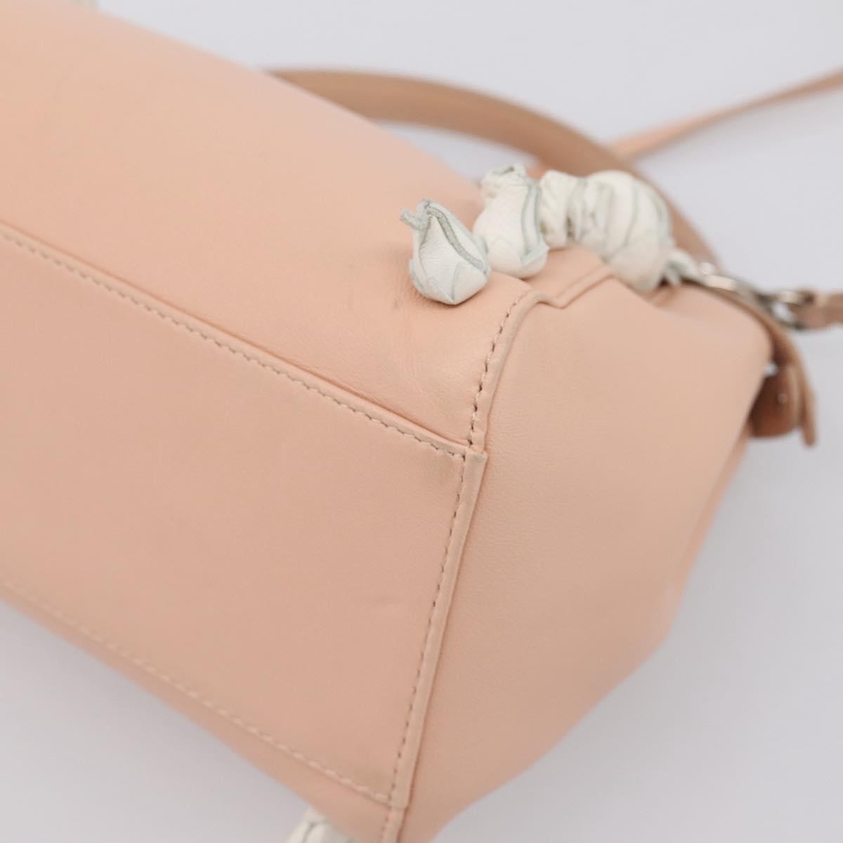 Fendi Rosebud Peekaboo Iconic Leather With Applique Pink Leather Handbag (Pre-Owned)