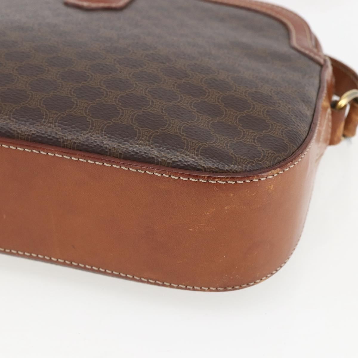 Celine Vintage Macadam Canvas And Leather Brown Canvas Shoulder Bag Bag (Pre-Owned)