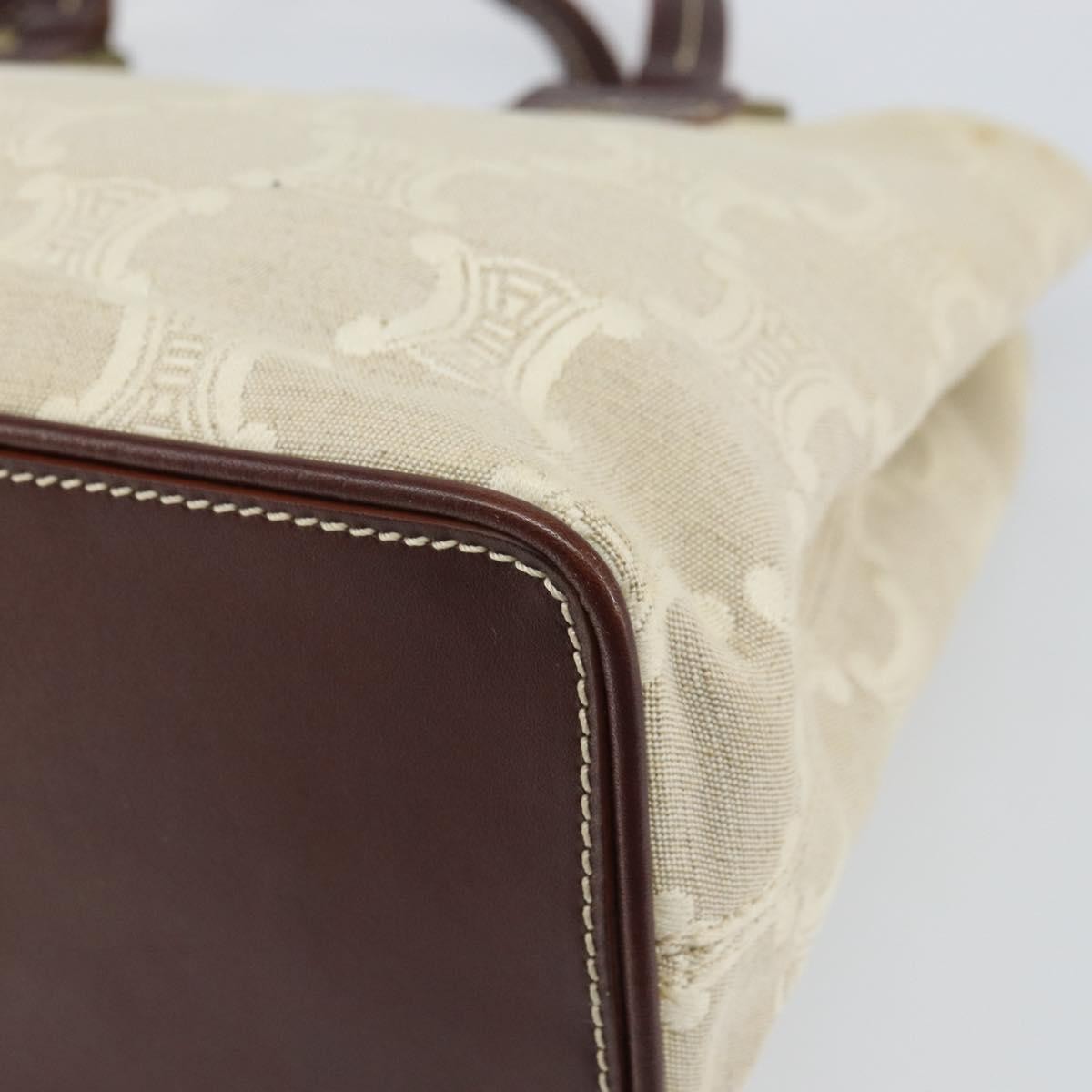 Celine Vintage Macadam Canvas And Leather Beige Canvas Handbag (Pre-Owned)