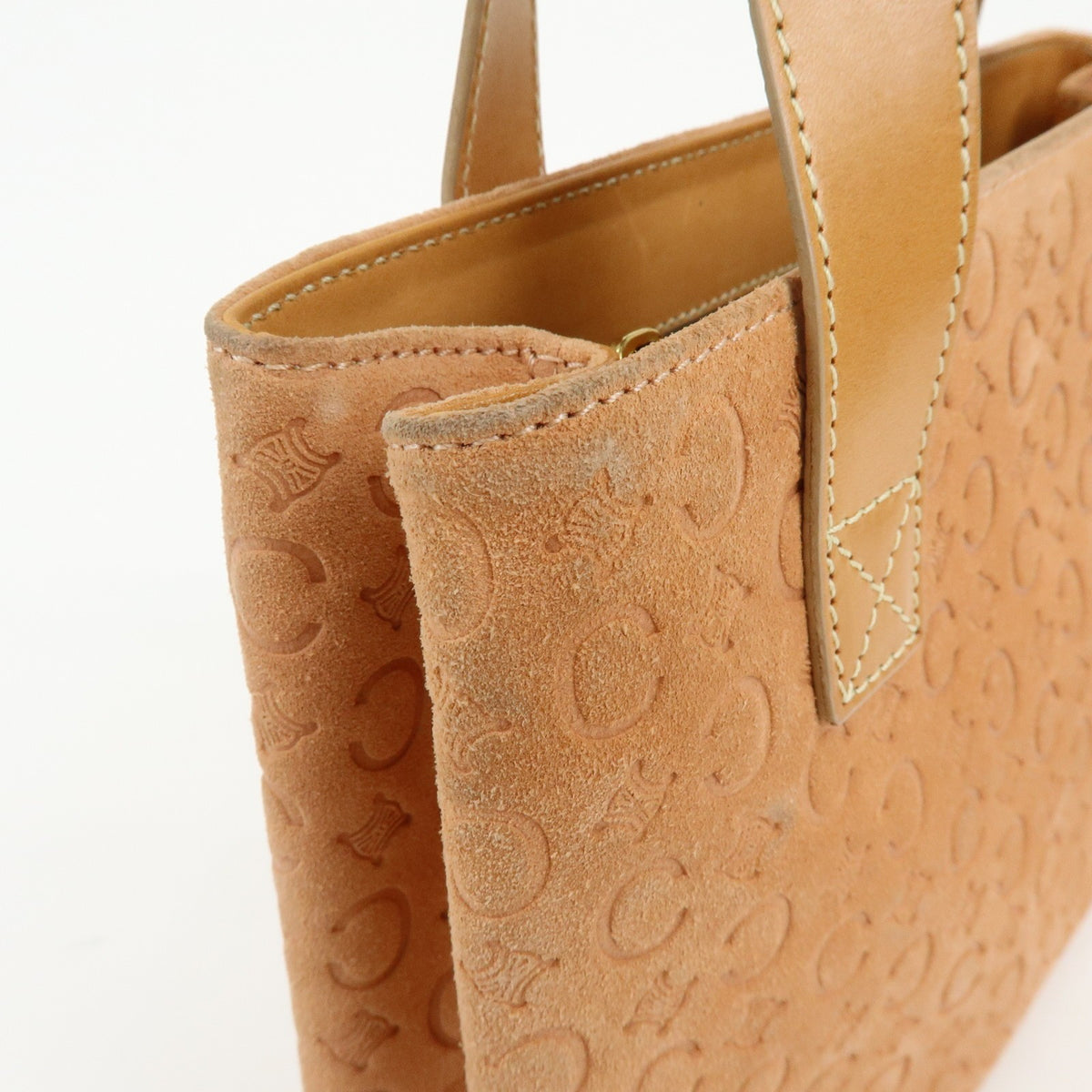 Celine C Macadam Suede Beige Suede Handbag (Pre-Owned)