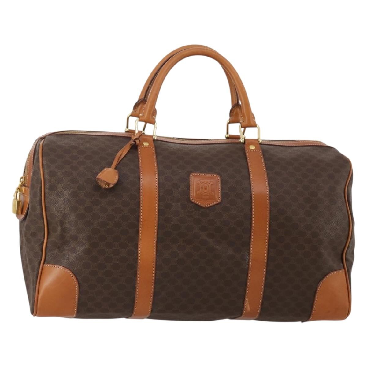 Celine Boston Triomphe Coated Canvas Brown Pvc Handbag (Pre-Owned)