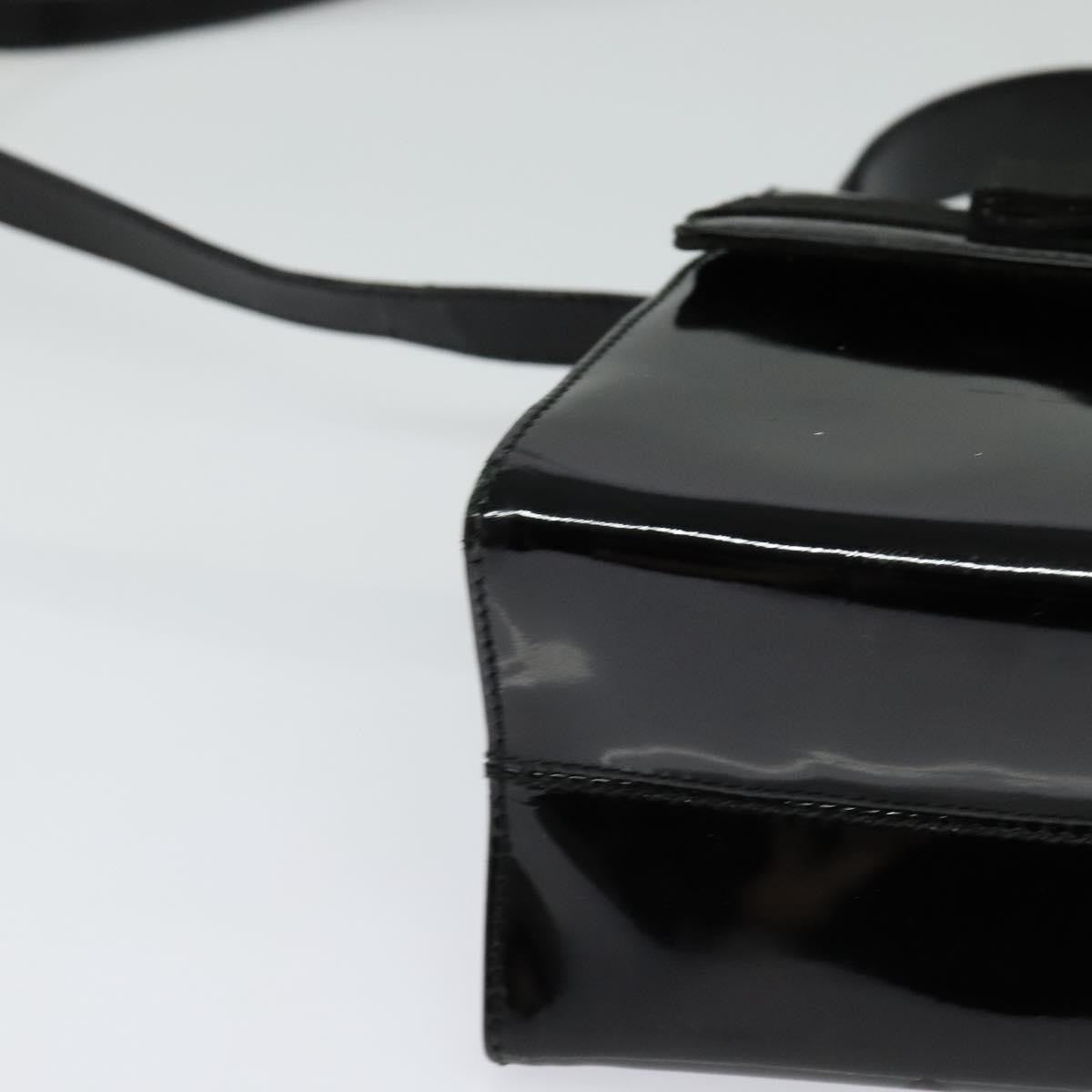 Salvatore Ferragamo Vintage Vara Bow Top Handle Leather Black Patent_Leather Handbag (Pre-Owned)
