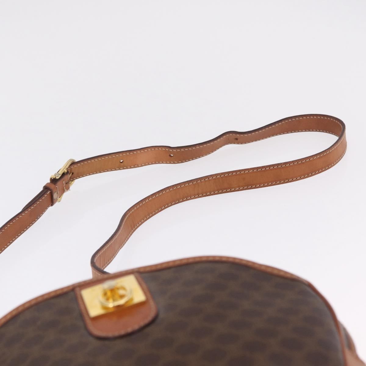 Celine Macadam Shoulder Leather Brown Canvas Crossbody Bag Bag (Pre-Owned)