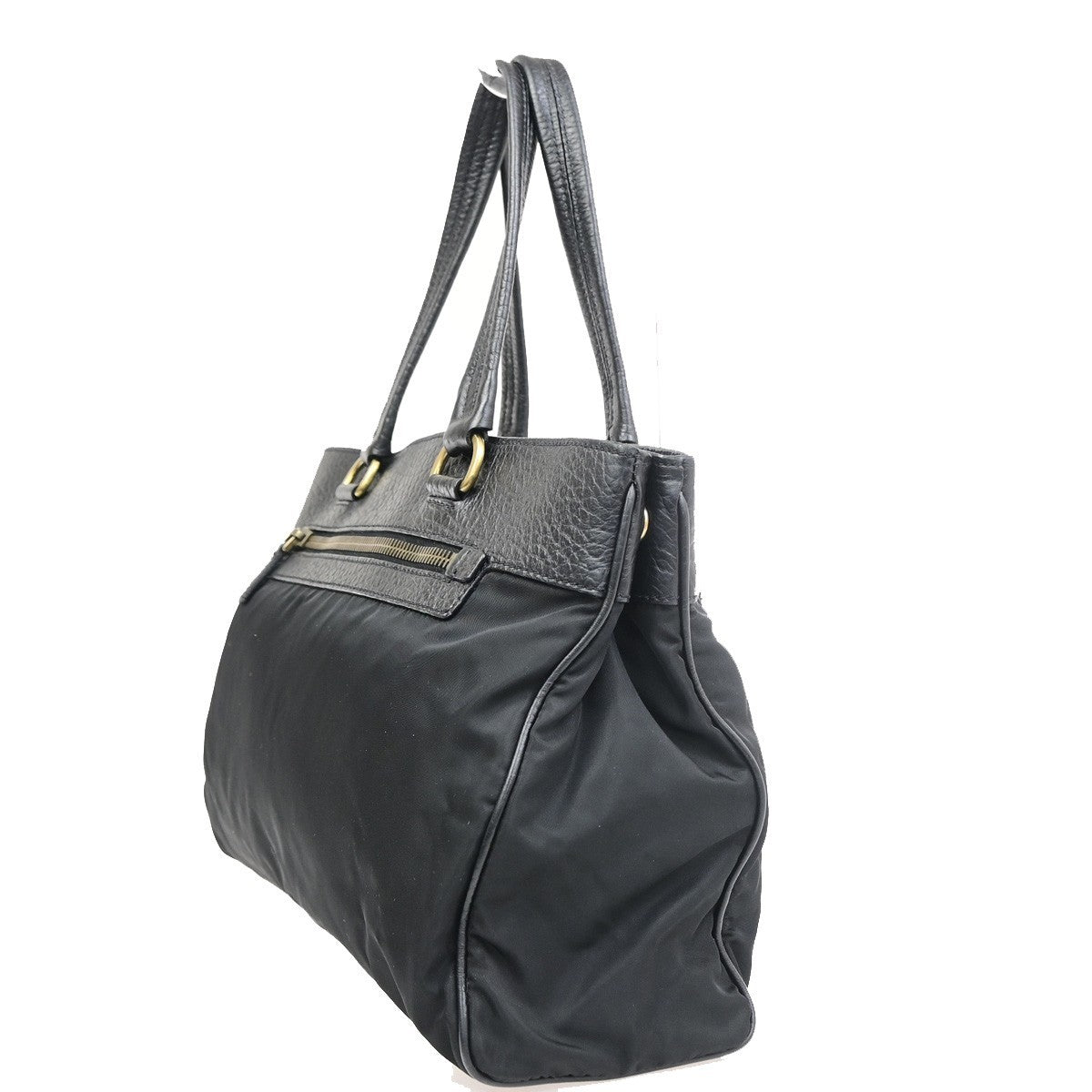 Prada Tessuto Tote Nylon And Leather Black Nylon Handbag (Pre-Owned)