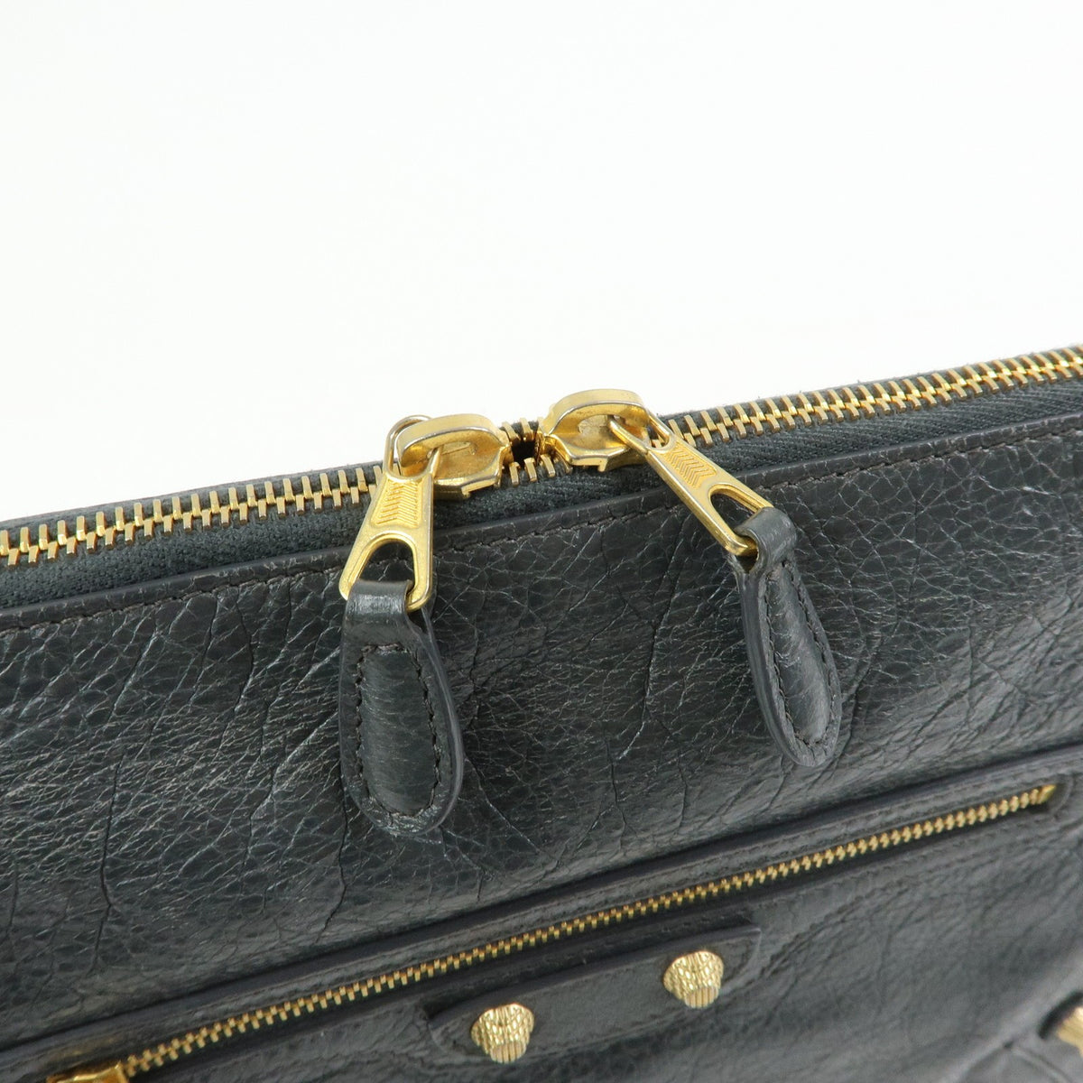 Balenciaga Zip Around Giant Studs Clutch Leather Gray Leather Clutche & Pouche Bag (Pre-Owned)