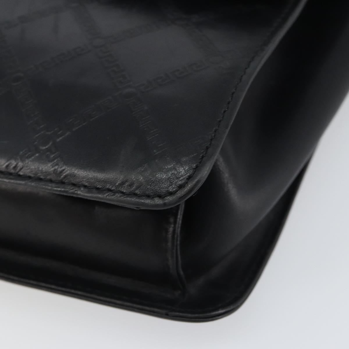 Versace Vintage Leather Black Leather Handbag (Pre-Owned)