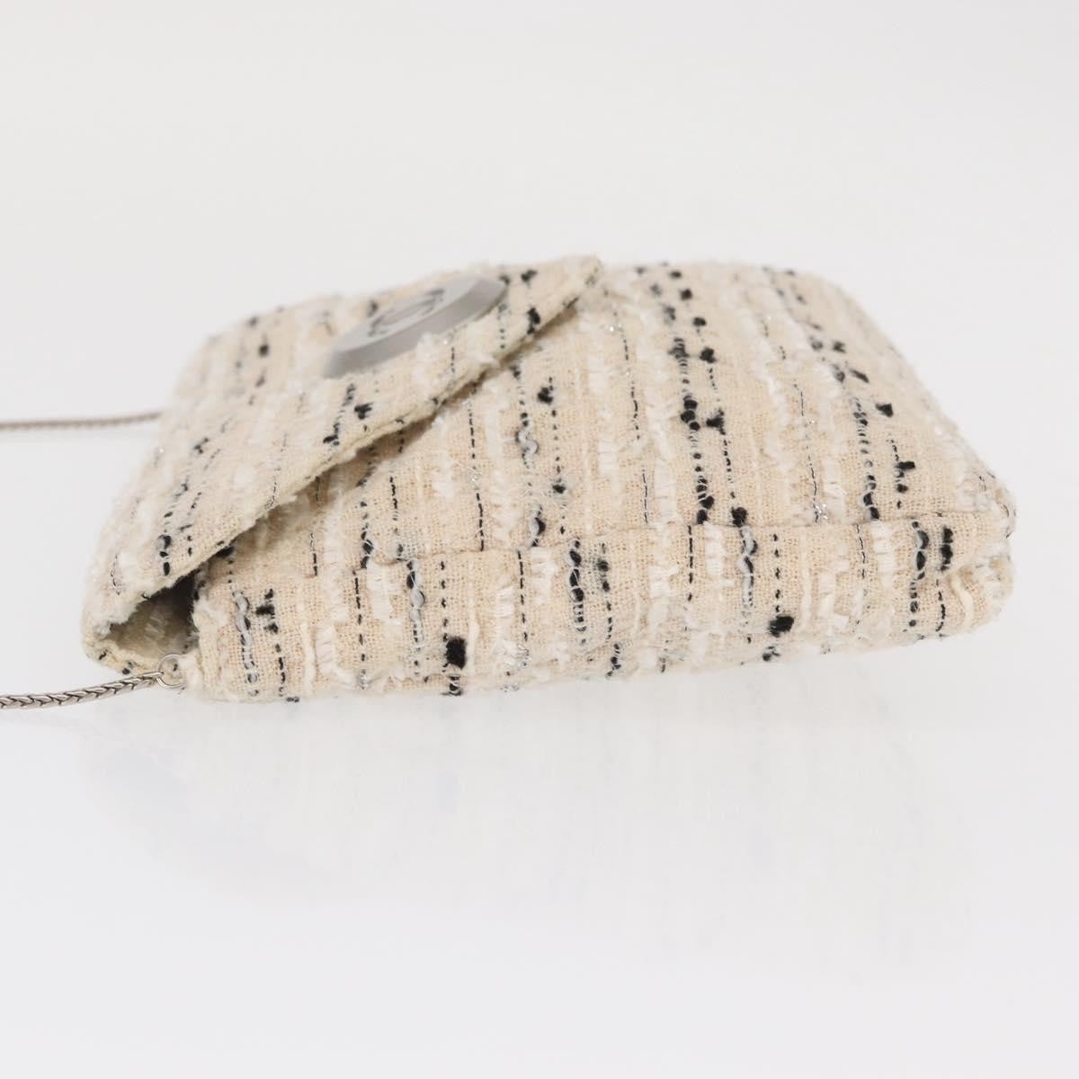 Chanel Vintage Envelope Chain Clutch Tweed White Tweed Clutche & Pouche Bag (Pre-Owned)