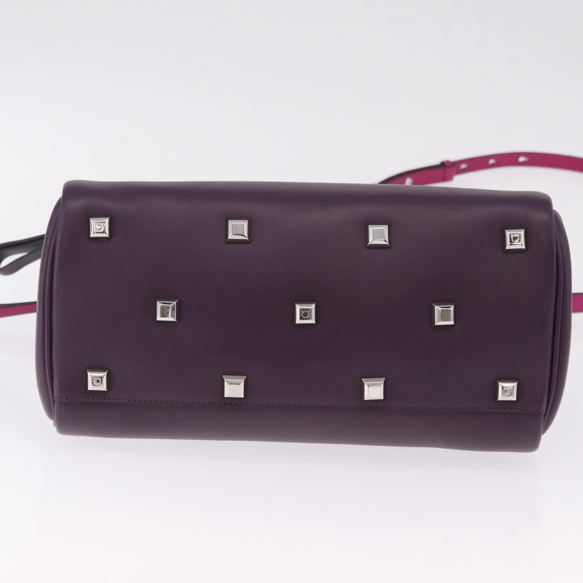 Salvatore Ferragamo Studio Satchel Leather Purple Leather Handbag (Pre-Owned)