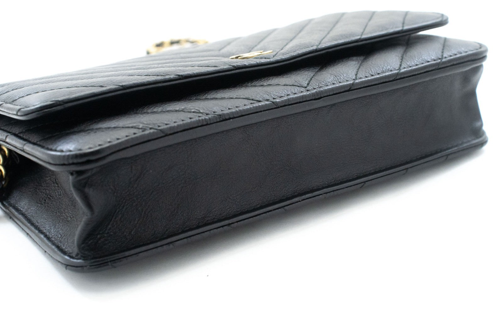 Chanel Wallet On Chain Chevron Caviar Black Calfskin Wallets Accessory (Pre-Owned)