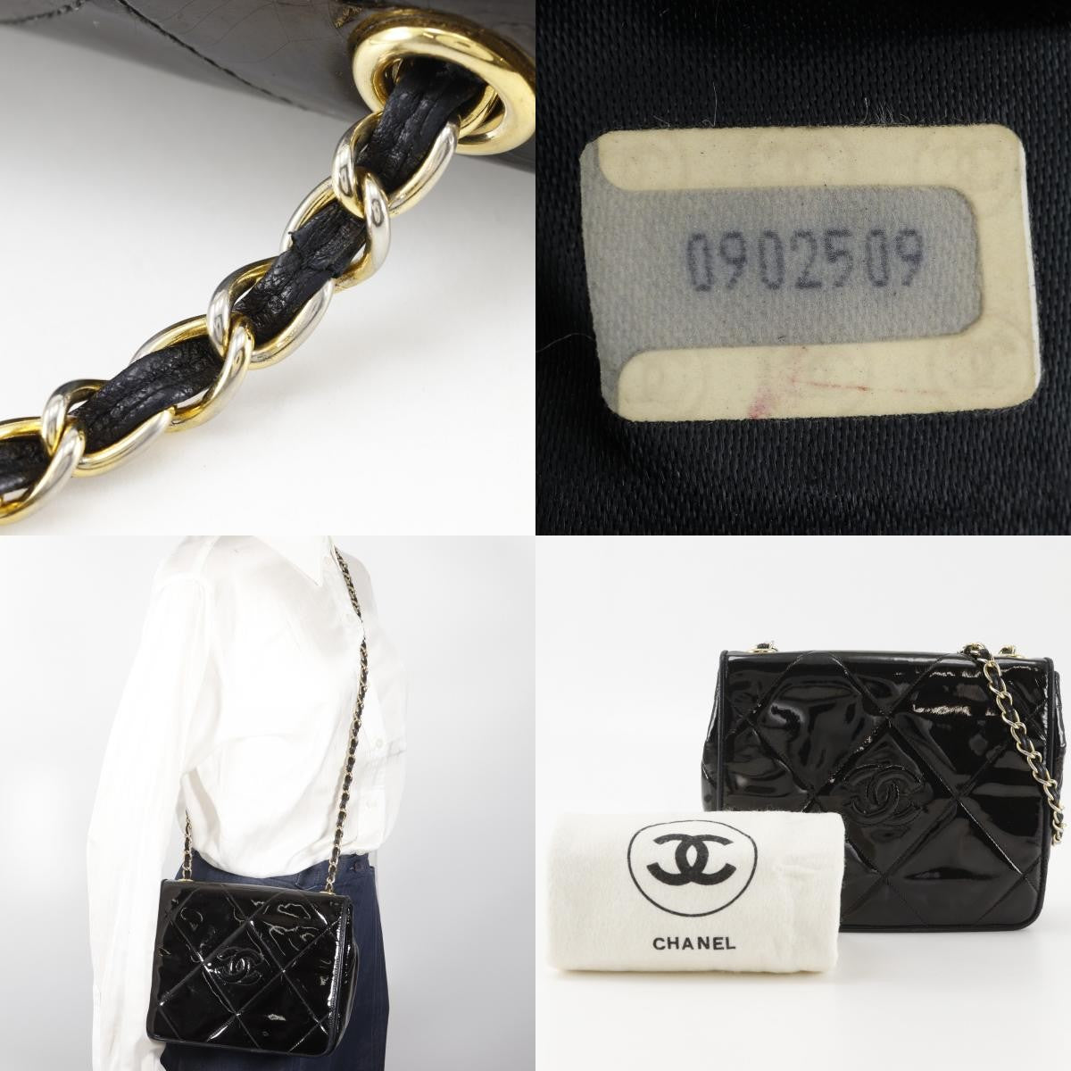 Chanel Flap Shoulder Leather Black Patent_Leather Shoulder Bag Bag (Pre-Owned)