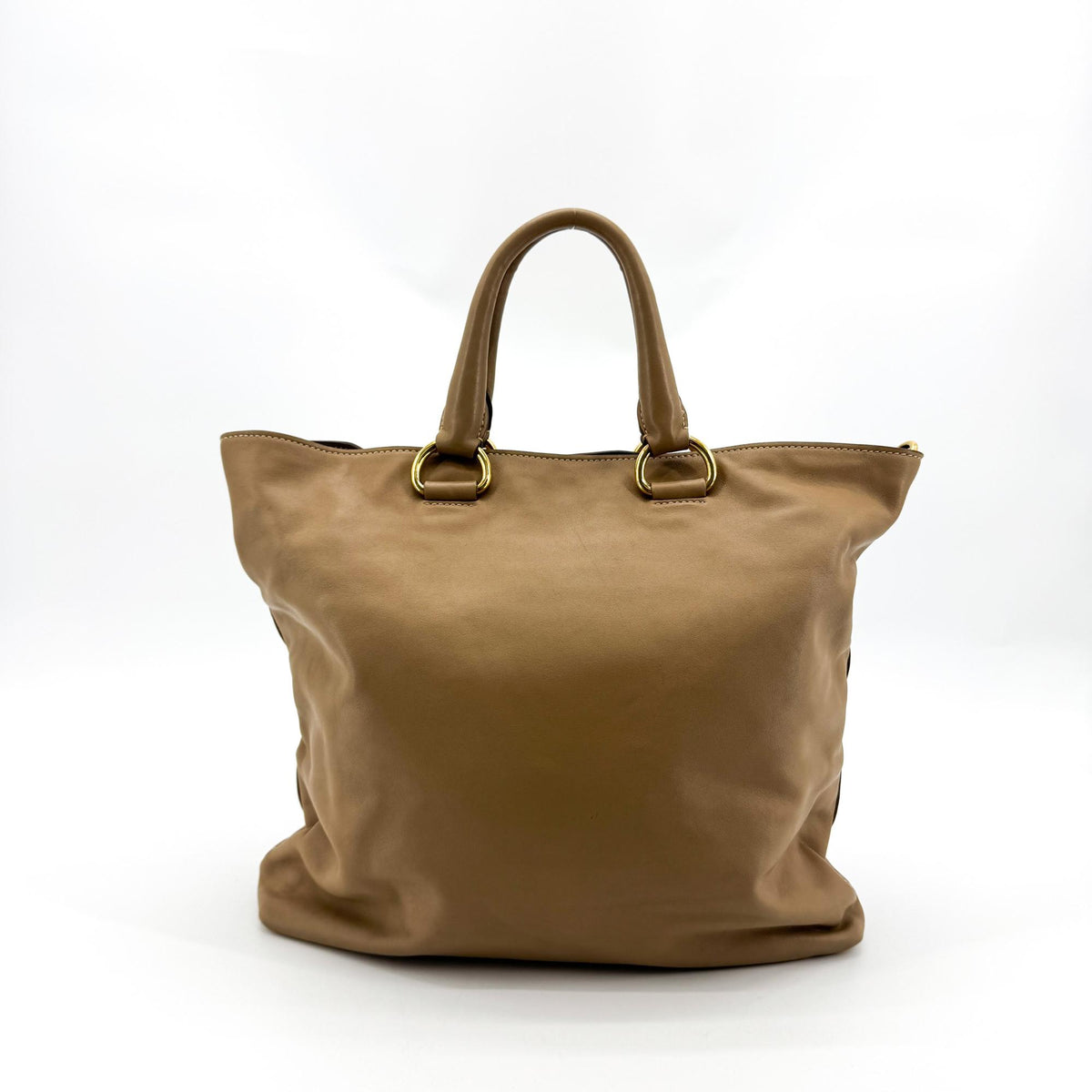 Prada Prada Vitello Phenix Leather Tote Bag Black Large Phenix Leather Brown Leather Tote Bag Bag (Pre-Owned)