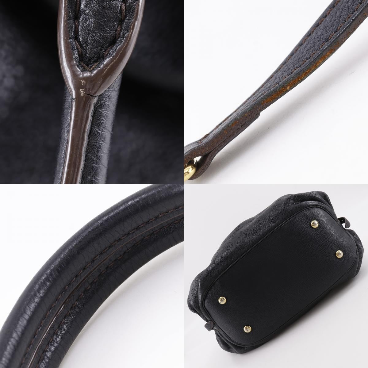 Louis Vuitton L Hobo Mahina Leather Black Leather Shoulder Bag Bag (Pre-Owned)