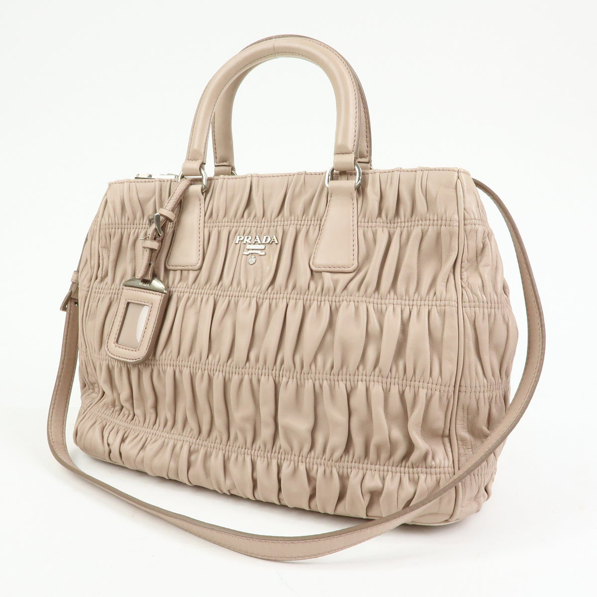 Prada Gaufre Nappa Leather Beige Leather Tote Bag Bag (Pre-Owned)