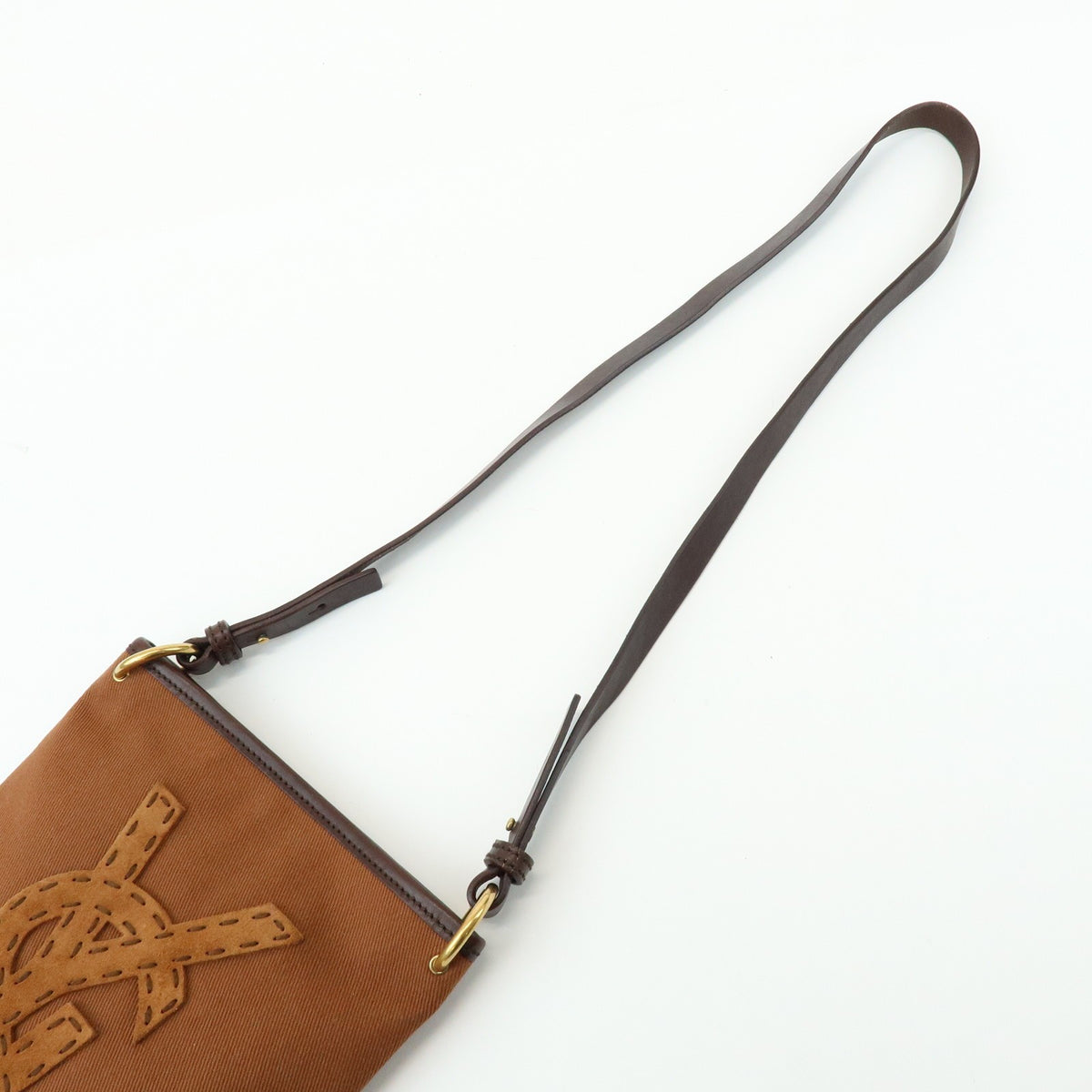 Saint Laurent Kahara Cassandra Canvas Brown Canvas Shoulder Bag Bag (Pre-Owned)