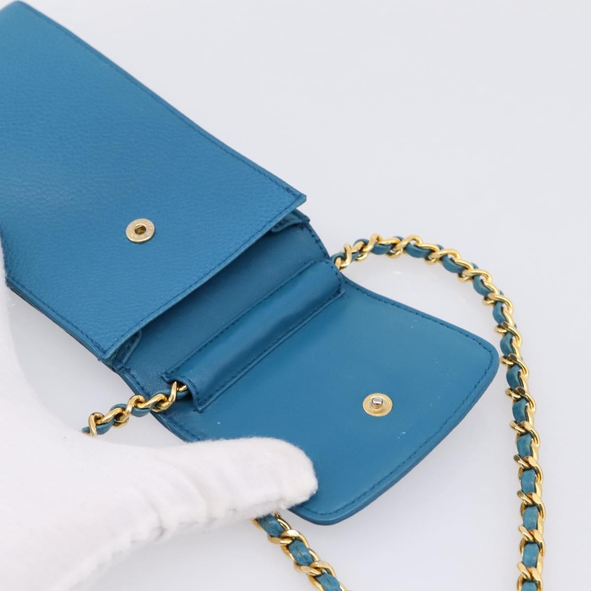 Chanel Vintage Cc Phone Holder Caviar Blue Leather Clutche & Pouche Bag (Pre-Owned)