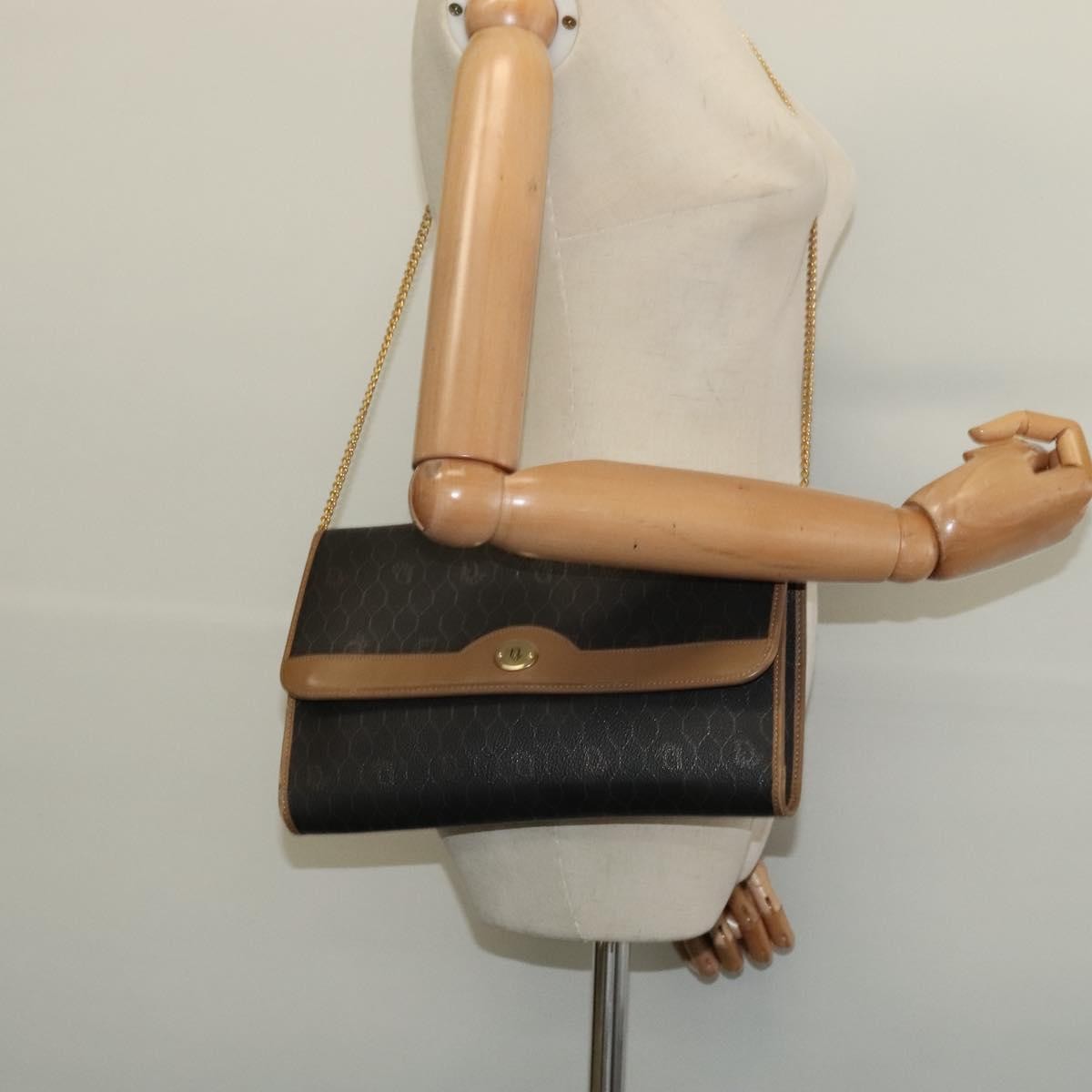 Christian Dior Vintage Honeycomb Zip Coated Canvas Black Canvas Shoulder Bag Bag (Pre-Owned)