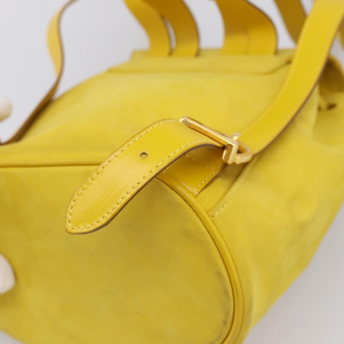 Salvatore Ferragamo Gancini Suede Yellow Suede Backpack Bag (Pre-Owned)