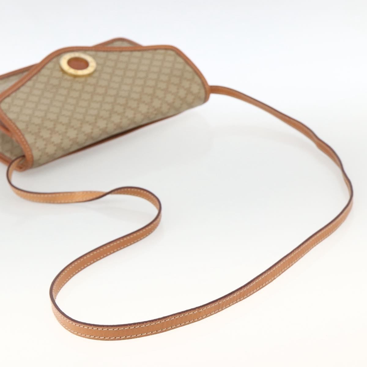 Celine Vintage Macadam Circle Logo Canvas And Leather Beige Canvas Shoulder Bag Bag (Pre-Owned)