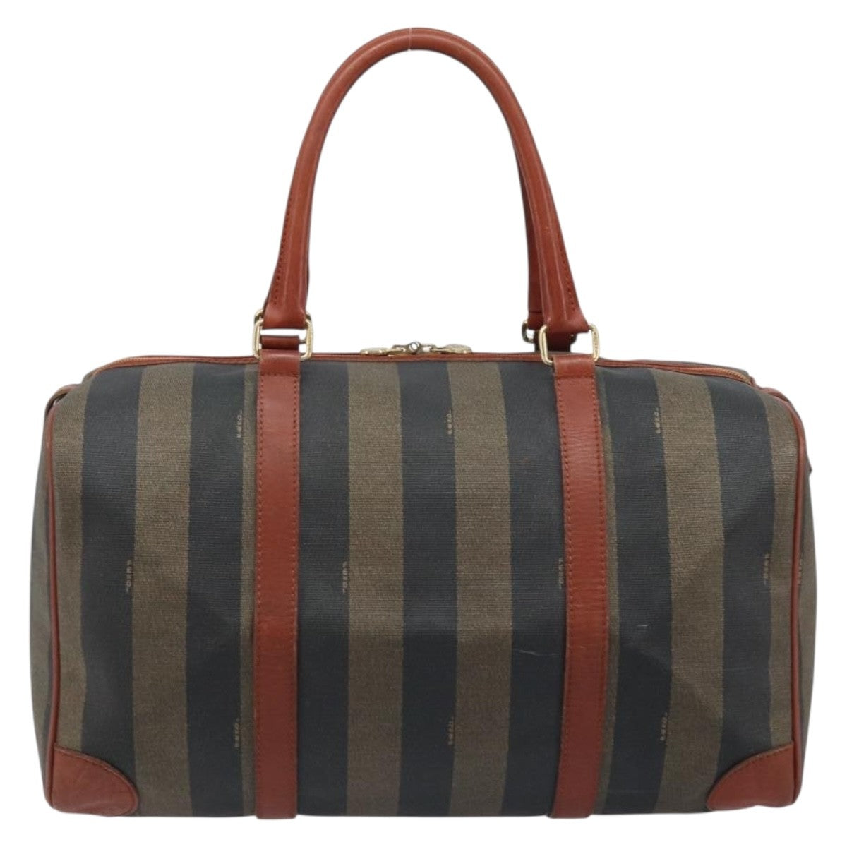 Fendi Vintage Pequin Boston Coated Canvas Brown Canvas Travel Bag Bag (Pre-Owned)