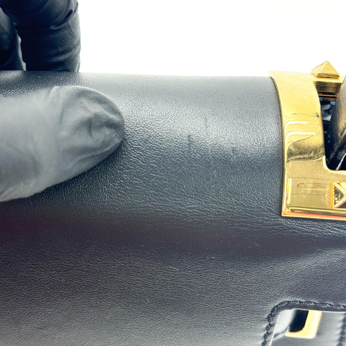 Valentino Garavani My Rockstud Satchel Leather Black Leather Handbag (Pre-Owned)