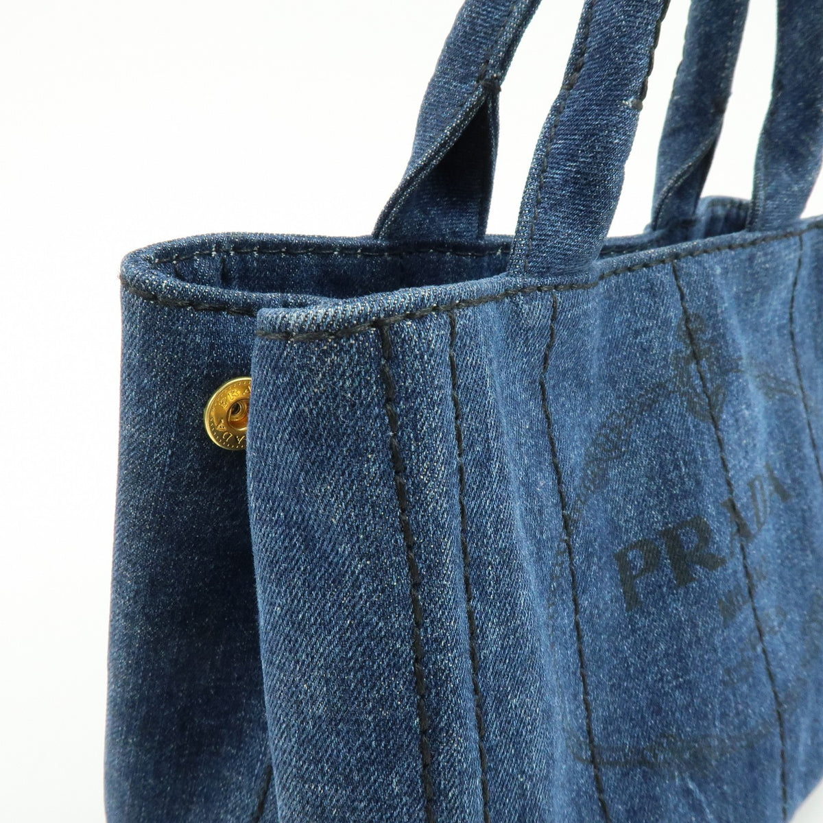 Prada Canapa Convertible Denim Blue Denim_Jeans Tote Bag Bag (Pre-Owned)