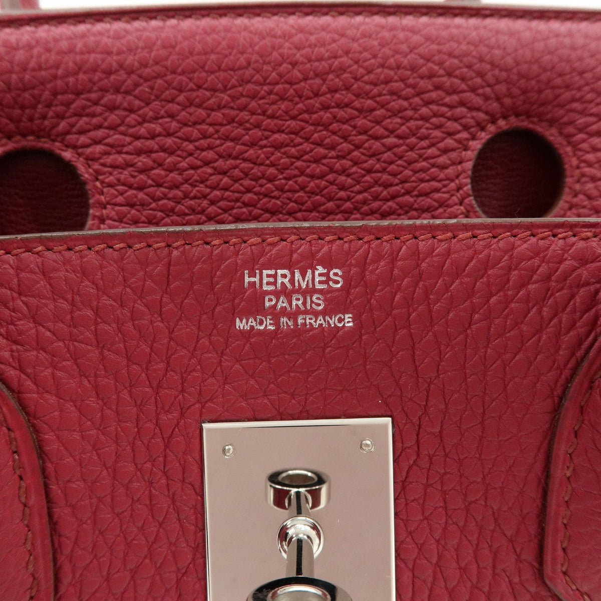 Hermes Birkin Pink Clemence With Palladium Hardware Pink Calfskin Handbag (Pre-Owned)