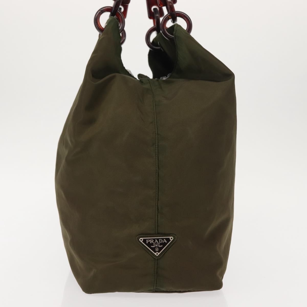 Prada Resin Handle Tote Tessuto Khaki Nylon Tote Bag Bag (Pre-Owned)