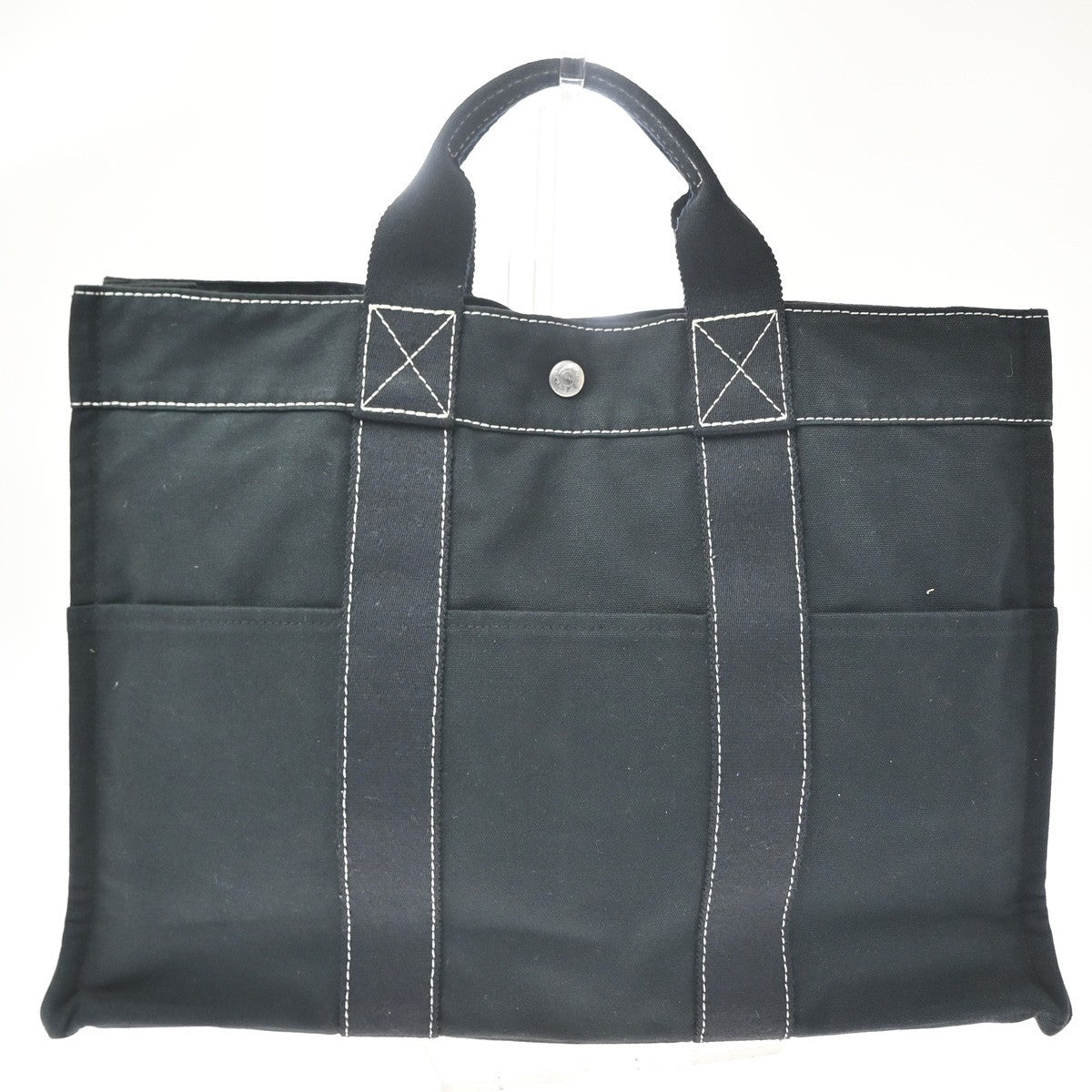 Hermes Fourre Tout Toile Black Cotton Tote Bag Bag (Pre-Owned)