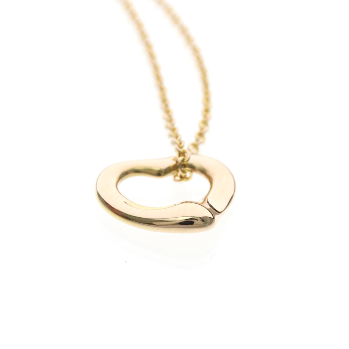 Tiffany & Co. Elsa Peretti Open Heart Pendant 18K Yellow Gold Gold Pink_Gold Necklace Jewelry (Pre-Owned)