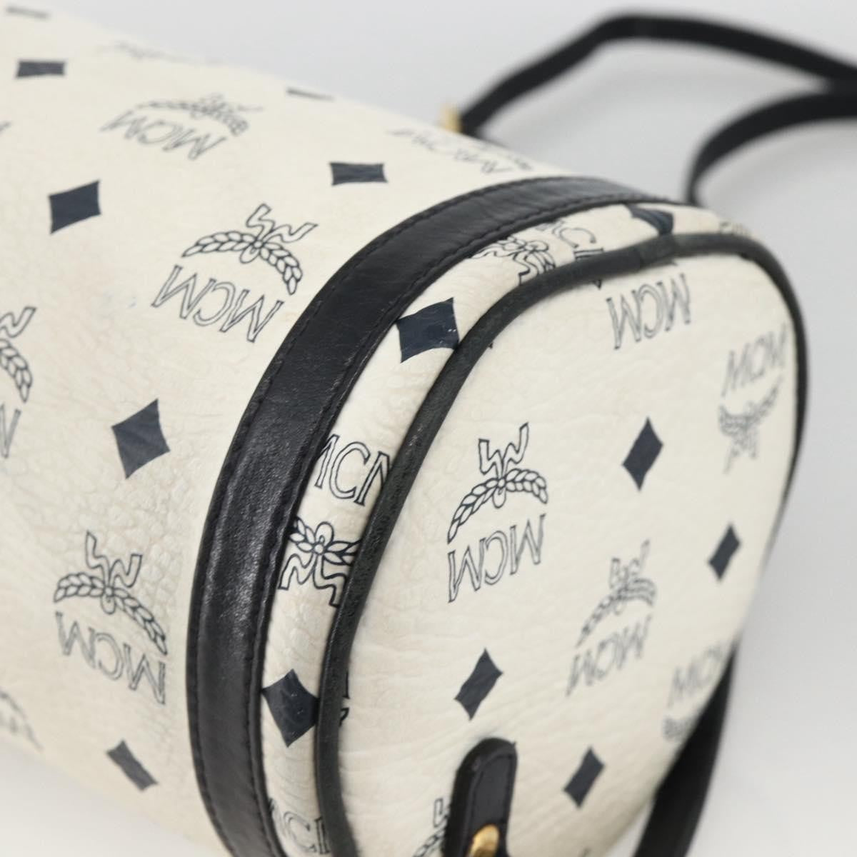 MCM Visetos Leather White Leather Shoulder Bag Bag (Pre-Owned)