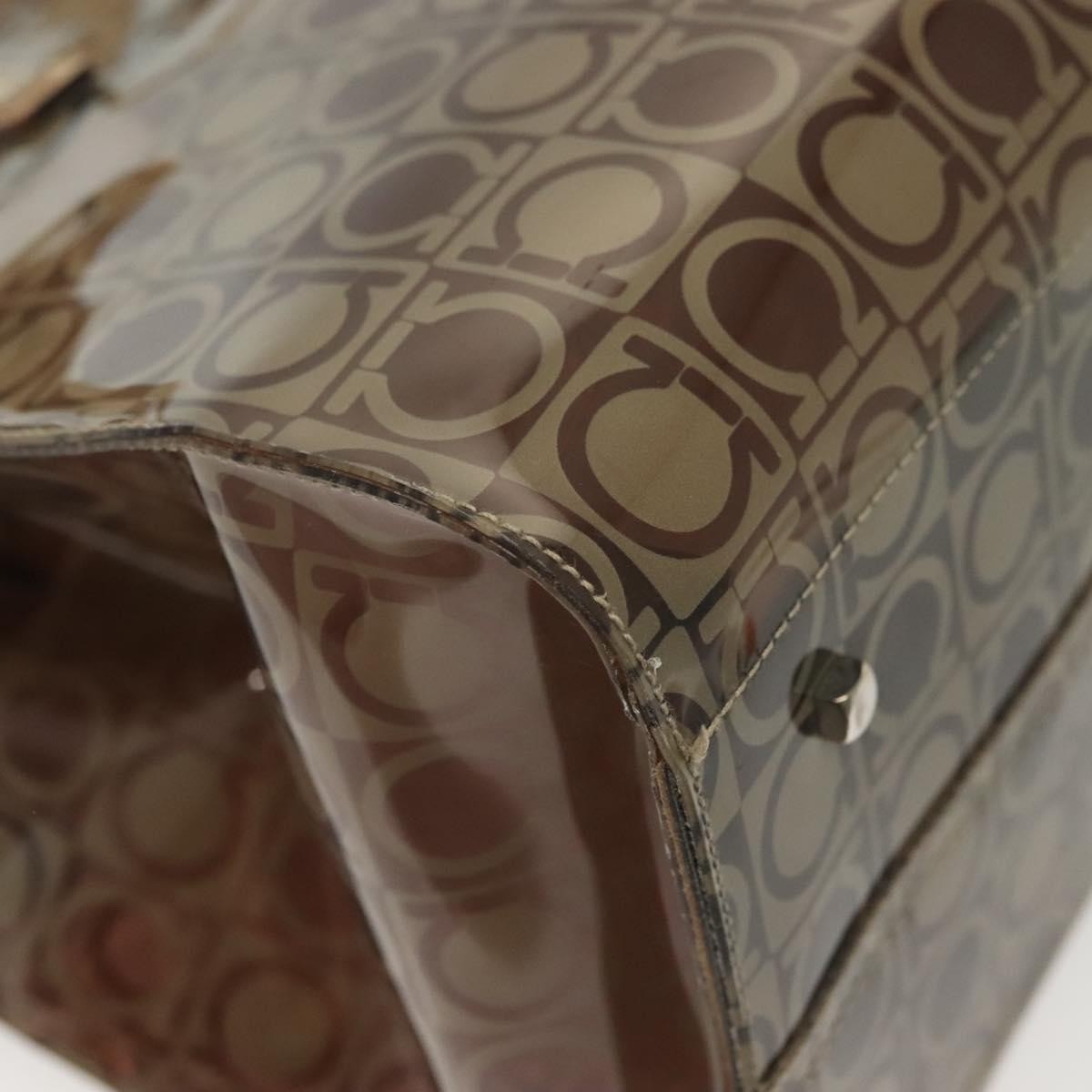 Salvatore Ferragamo Gancini Tote Vinyl Brown Plastic Tote Bag Bag (Pre-Owned)