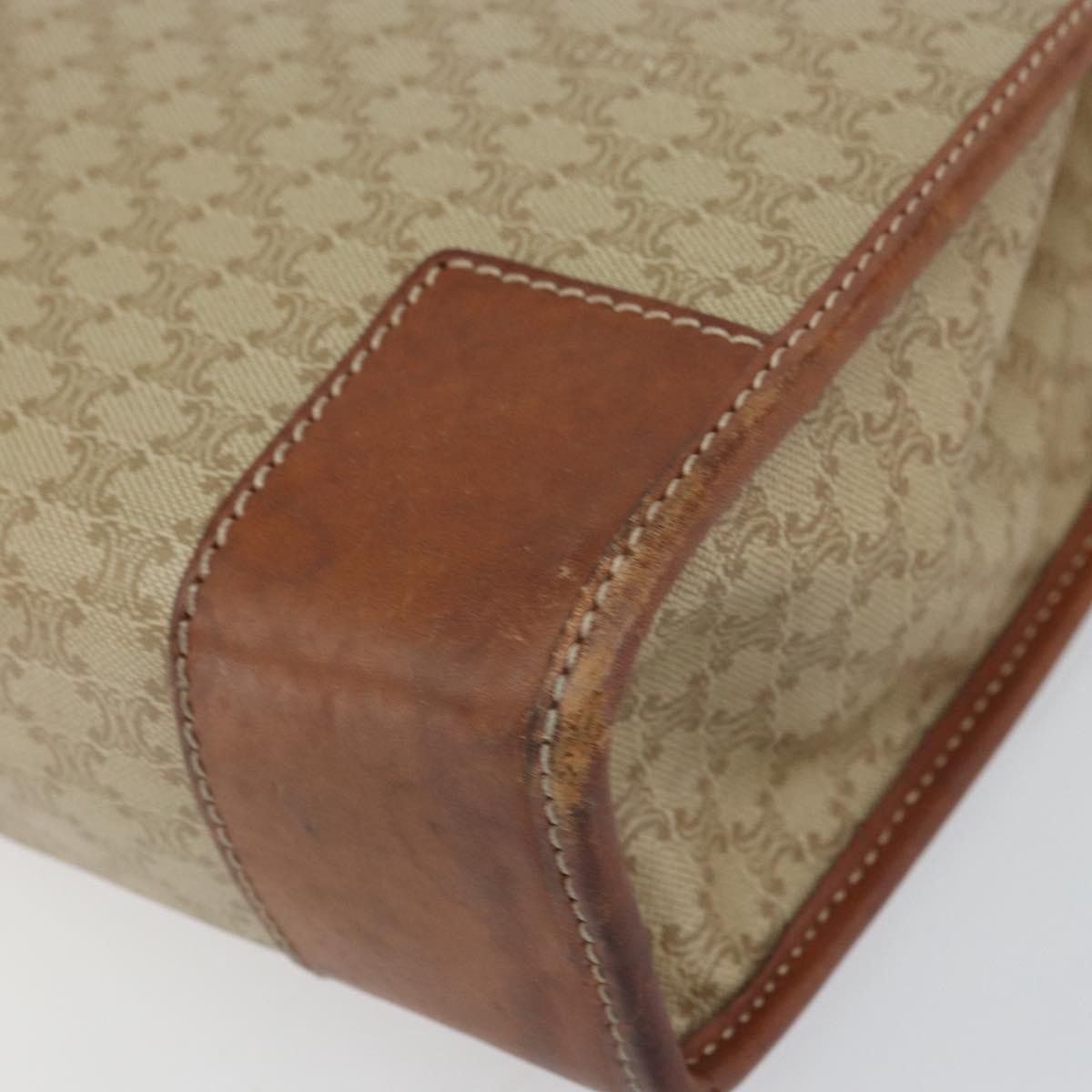 Celine Vintage Macadam Canvas Beige Canvas Handbag (Pre-Owned)