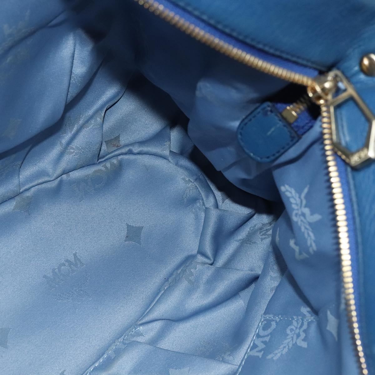 MCM Visetos Logogramme Leather Blue Leather Handbag (Pre-Owned)