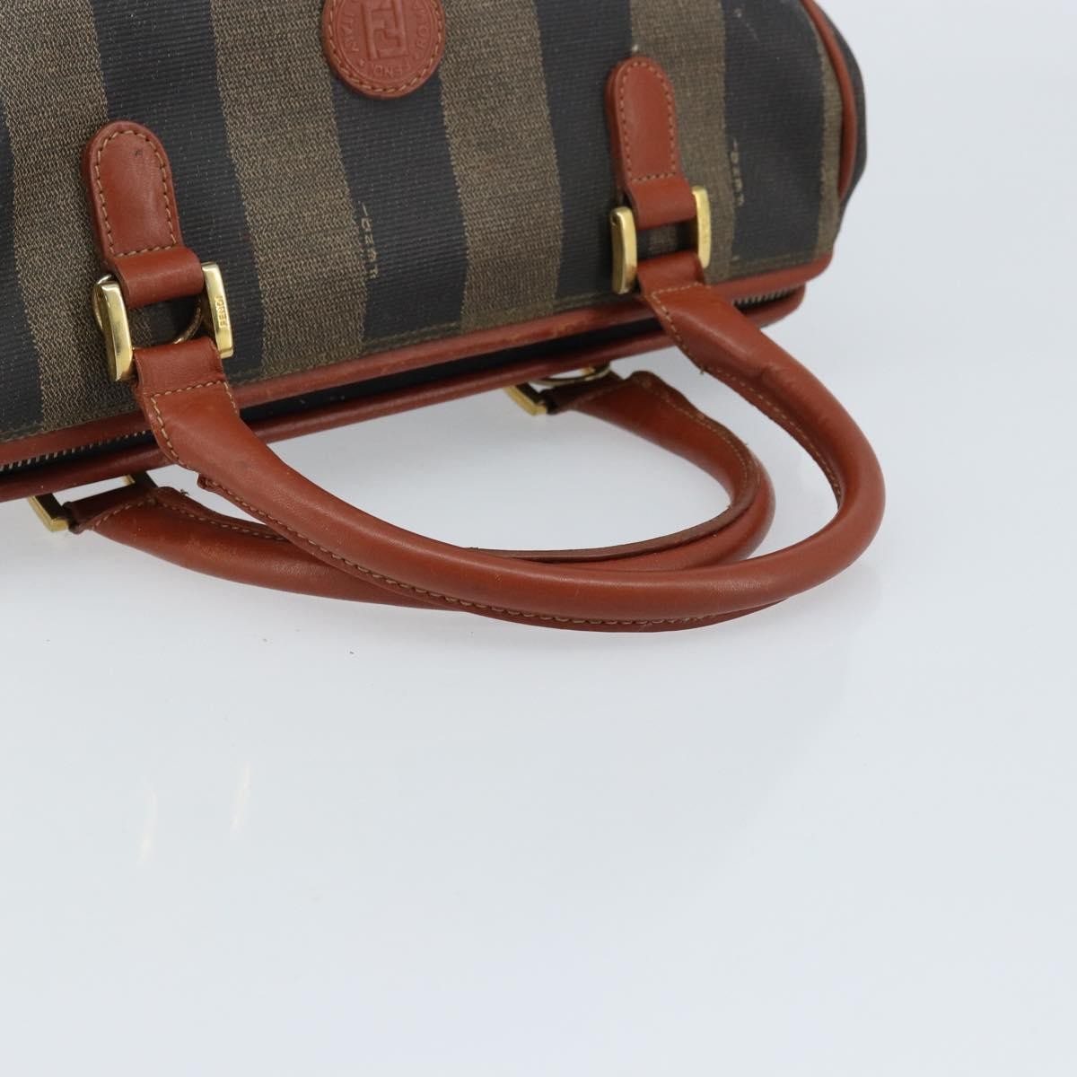 Fendi Vintage Pequin Convertible Boston Coated Canvas Brown Canvas Handbag (Pre-Owned)