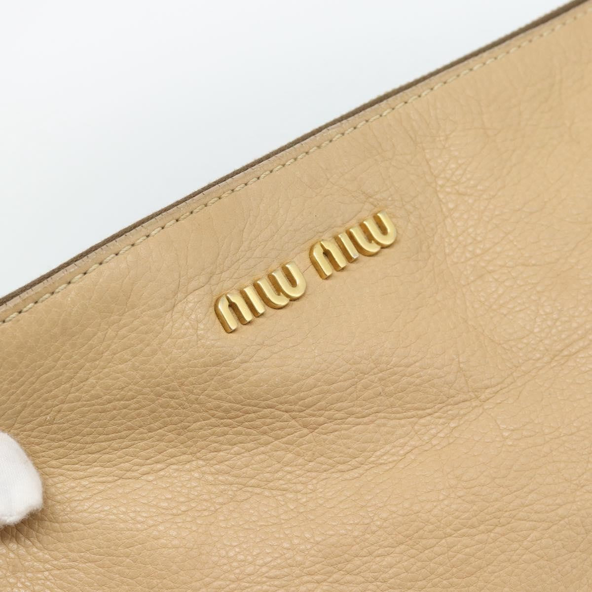 Miu Miu Convertible Satchel Leather Beige Leather Handbag (Pre-Owned)