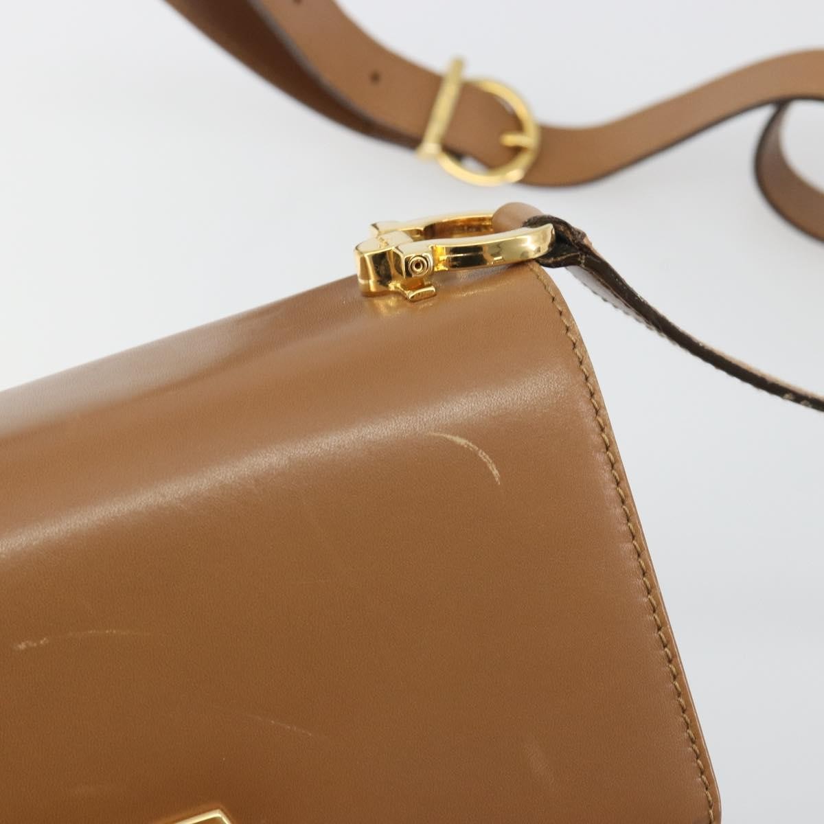 Salvatore Ferragamo Gancini Leather Brown Leather Shoulder Bag Bag (Pre-Owned)