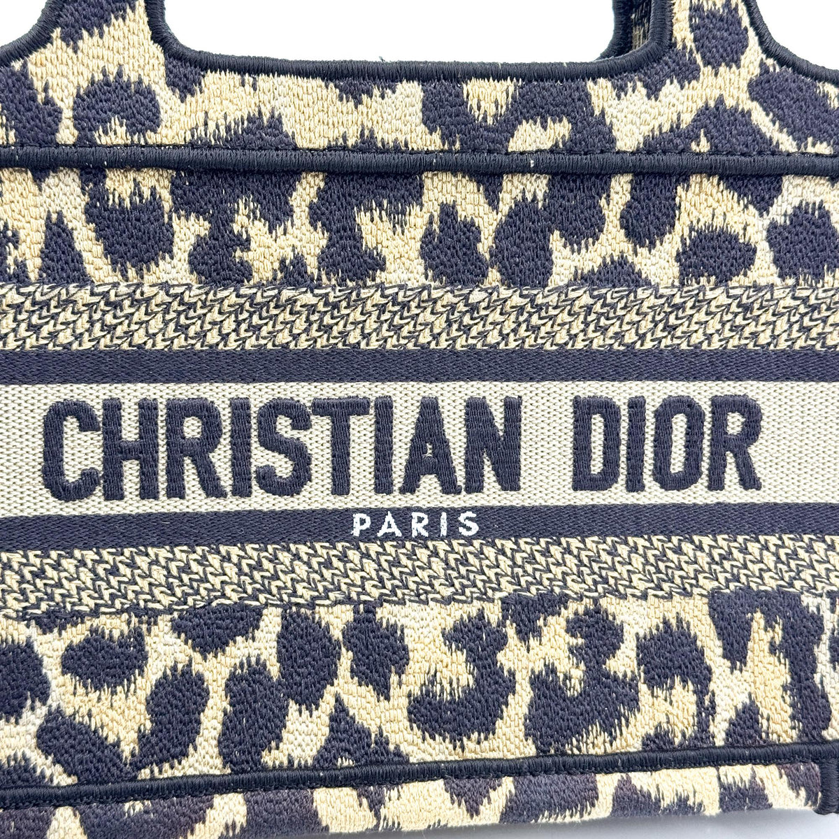 Christian Dior Book Mizza Embroidered Canvas Black Canvas Tote Bag Bag (Pre-Owned)