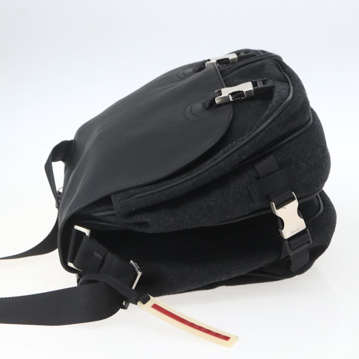 Prada Shoulder Wool Black Wool Shoulder Bag Bag (Pre-Owned)