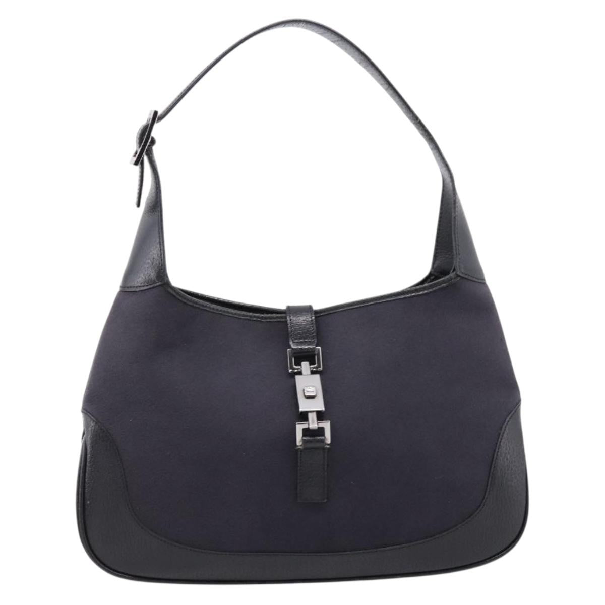 Gucci Vintage Jackie Shoulder Canvas And Leather Black Wool Handbag (Pre-Owned)