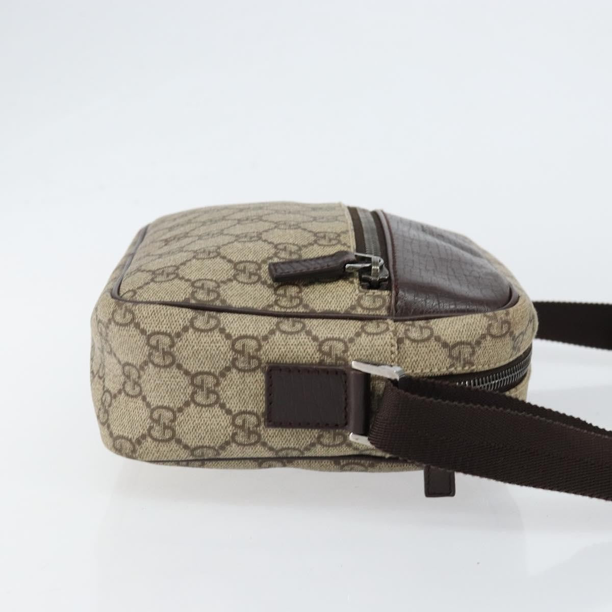 Gucci Front Zip Gg Coated Canvas With Leather Beige Canvas Crossbody Bag Bag (Pre-Owned)