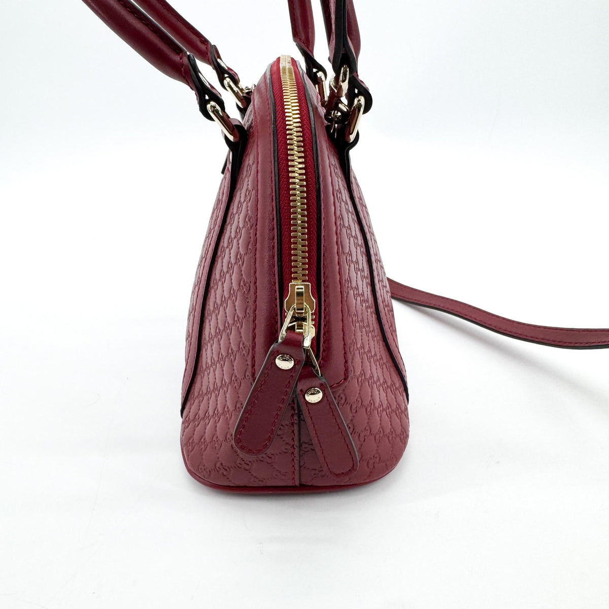 Gucci Convertible Dome Satchel Guccissima Leather Burgundy Leather Handbag (Pre-Owned)