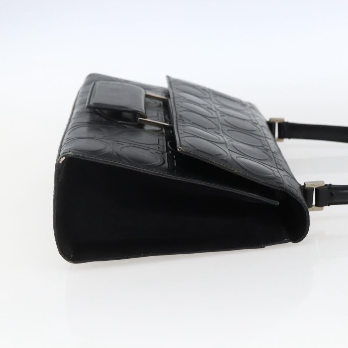 Salvatore Ferragamo Gancini Leather Black Leather Handbag (Pre-Owned)