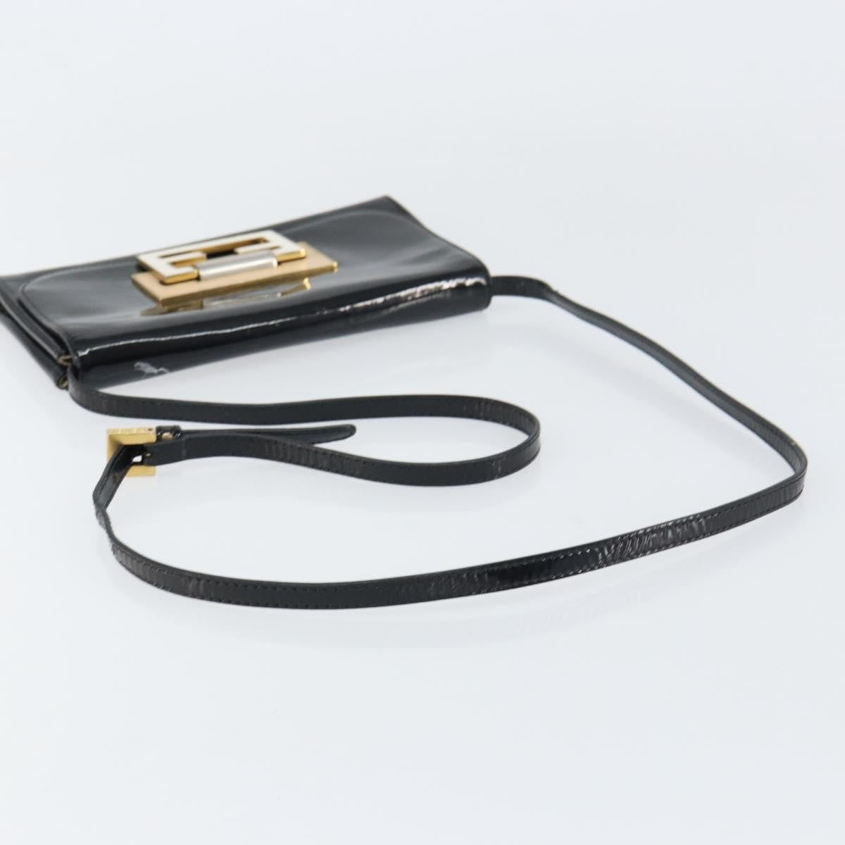 Fendi Vintage Enamel Black Patent_Leather Shoulder Bag Bag (Pre-Owned)