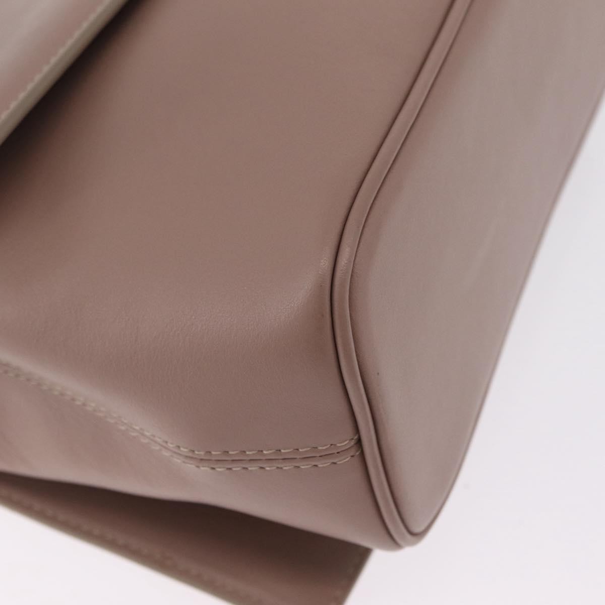 Bvlgari Signature Top Handle Leather Beige Leather Handbag (Pre-Owned)