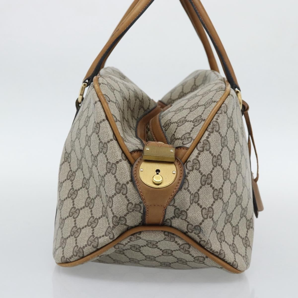Gucci Zip Boston Gg Canvas And Leather Beige Pvc Handbag (Pre-Owned)