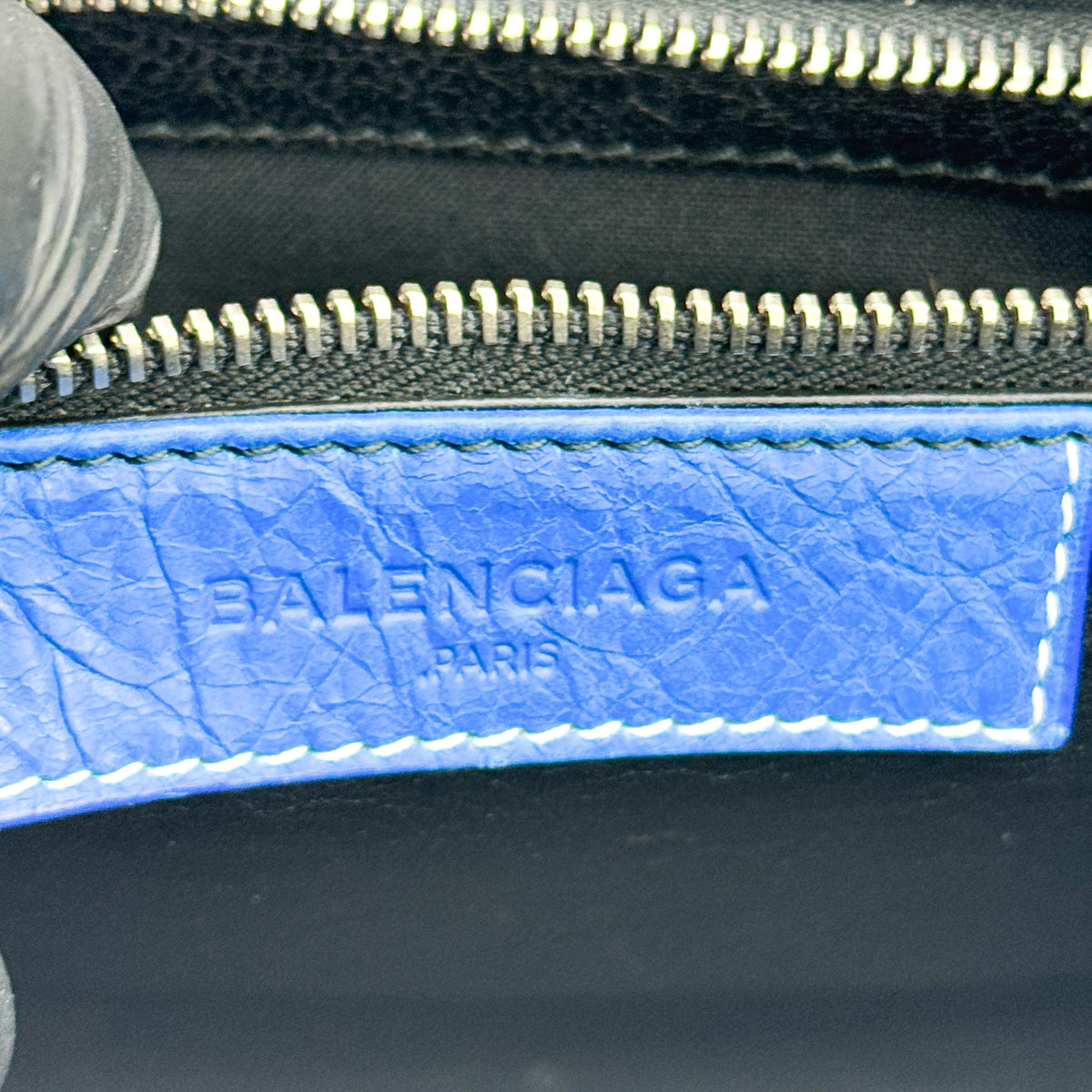 Balenciaga Bazar Striped Leather Black Leather Tote Bag Bag (Pre-Owned)