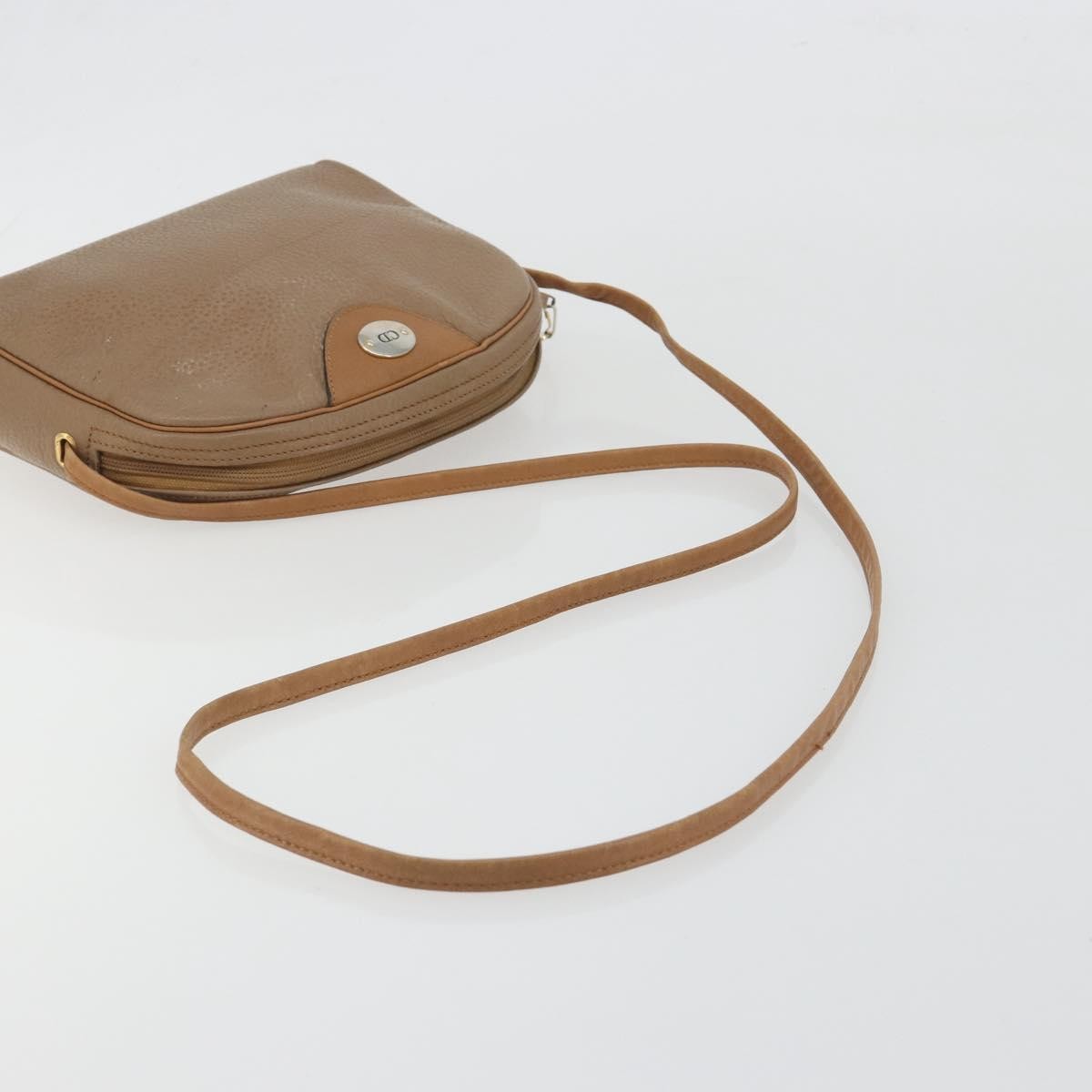 Christian Dior Vintage Cd Logo Leather Beige Leather Shoulder Bag Bag (Pre-Owned)